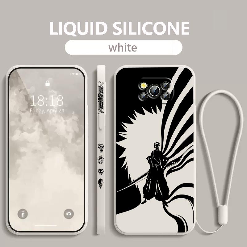 Anime BLEACH Kurosaki Ichigo For Xiaomi Poco Phone Case For X4 X3 F4 F3 NFC M5 M4 M3 GT S Pro 4G 5G Liquid Left Rope Cover