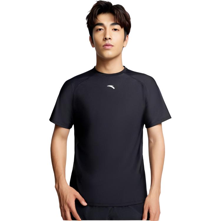 Anta Logo Round Neck Comfortable Breathable Short Sleeve Swimwear Men Swimwear Black 1823531463-1