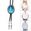 Adjustable Braided Cord Rodeos Bolo Tie Necktie Feature Oval Shape Stone Pendant Western Jewelry Necklace for Men Women