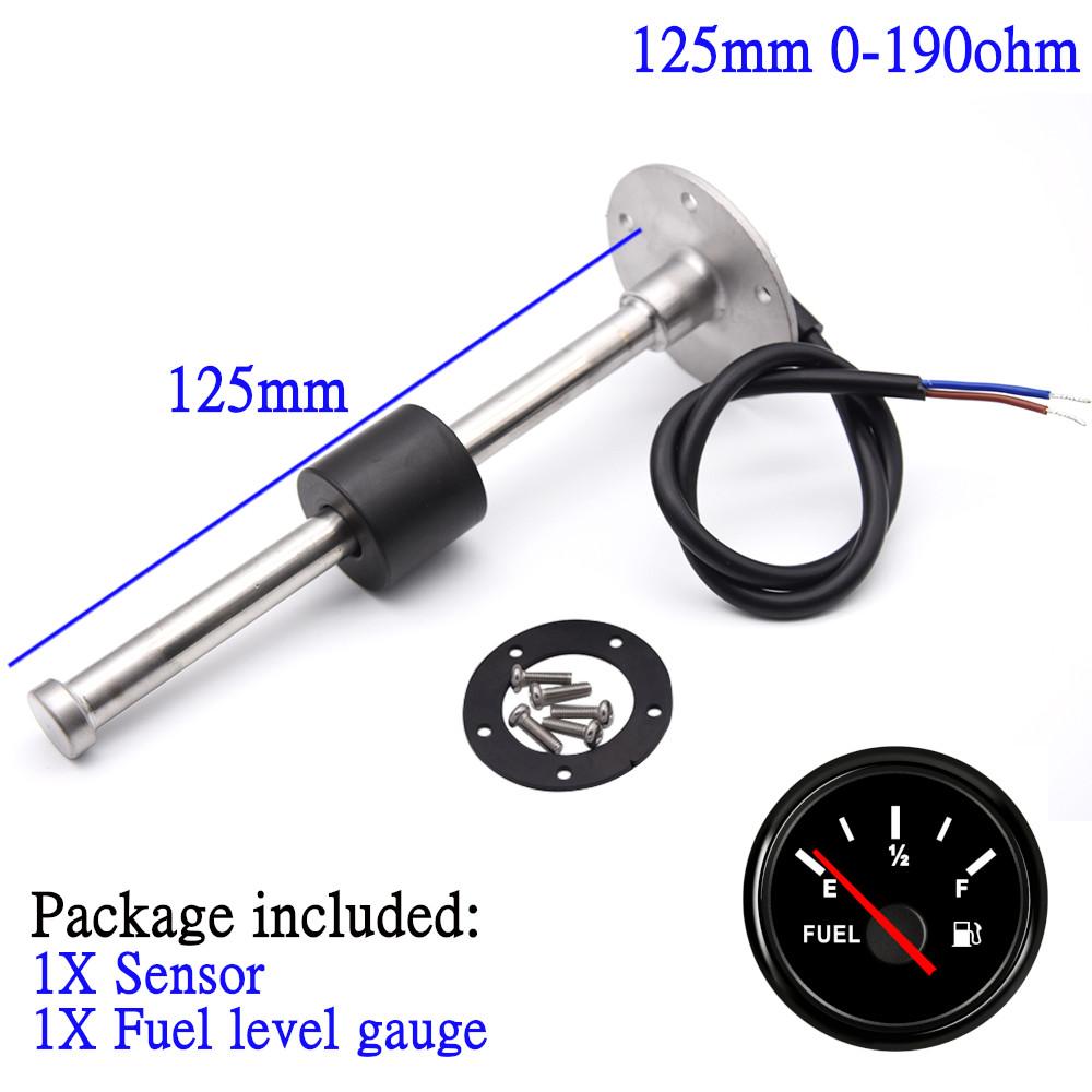 Fuel Sensor 100/125/200/225/275mm 0-190ohm Marine Digital Fuel Gauge with Sensor Fit Car Truck Boat Yacht Fuel Sender Unit 9-32V
