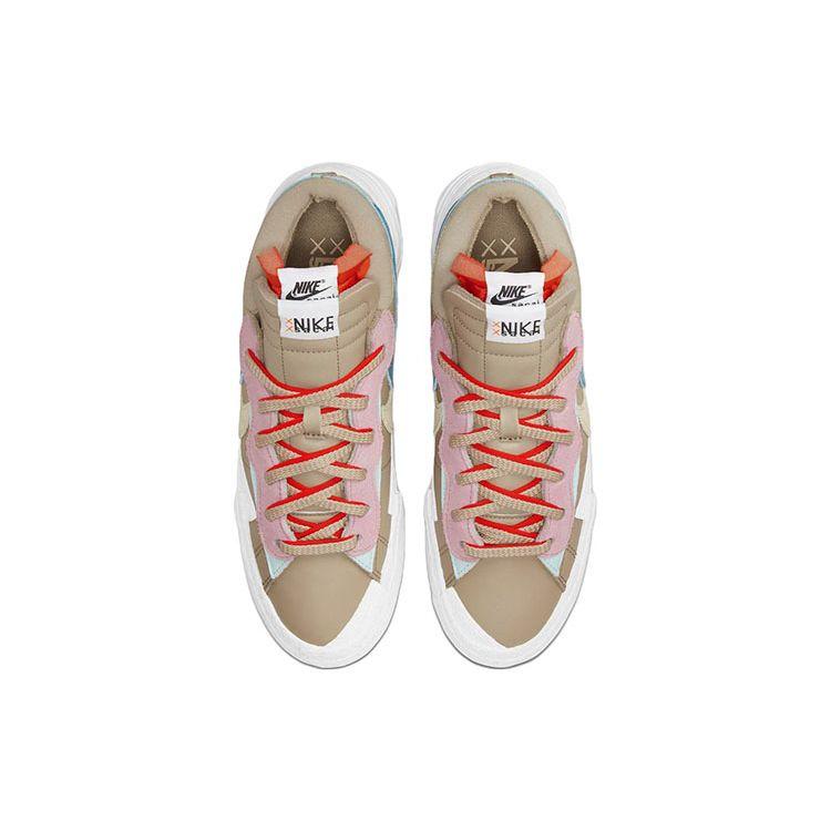 KAWS x sacai x Nike Blazer Low Reed Unisex Sneakers Tan Bright-Spruce White DM7901-200