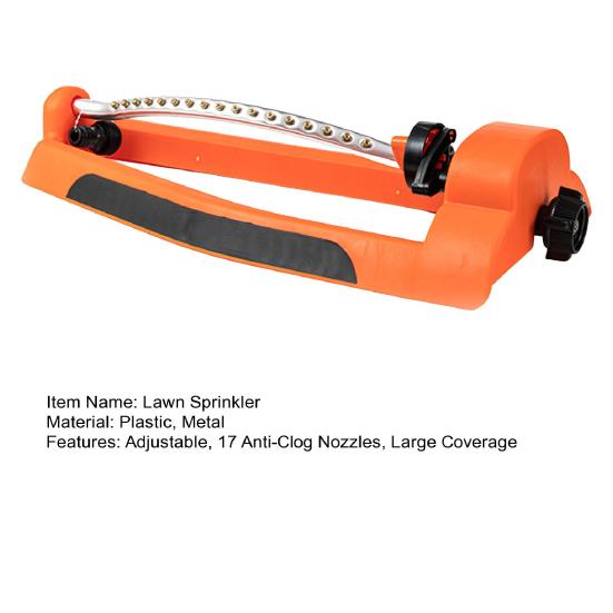 Lawn Sprinkler with Weighted Base 17 Anti-Clog Nozzles Adjustable Water Spray