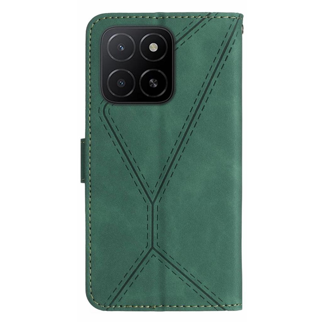 For Honor X8c 4G Case Skin Touch Lines Imprinted PU Leather Flip Phone Cover