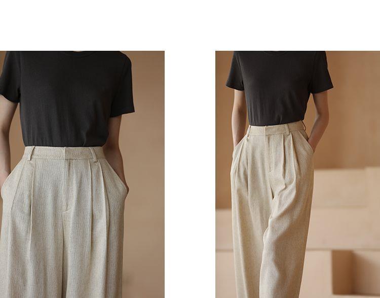 2026 Spring Slimming Women's Cotton Linen Wide-Leg Trousers - Casual Resort Style