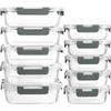 [10er-Pack] Glas-Mahlzeitvorbereitungsbehälter mit Deckeln, Lebensmittelaufbewahrungsbehälter mit Schnappverschlussdeckeln, Luftdichte Lunchbehälter, Mikrowelle, Backofen