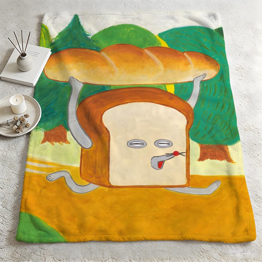 food B-Bread Thief-f Throw Warm Soft Flannel Blanket, Multi-use for Sofa Bed Camping Travel Nap