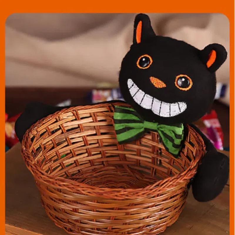 Halloween Storage Woven Basket Creative Halloween Decoration Perfect for Children's Parties Kindergartens Pumpkin Candy Buffets
