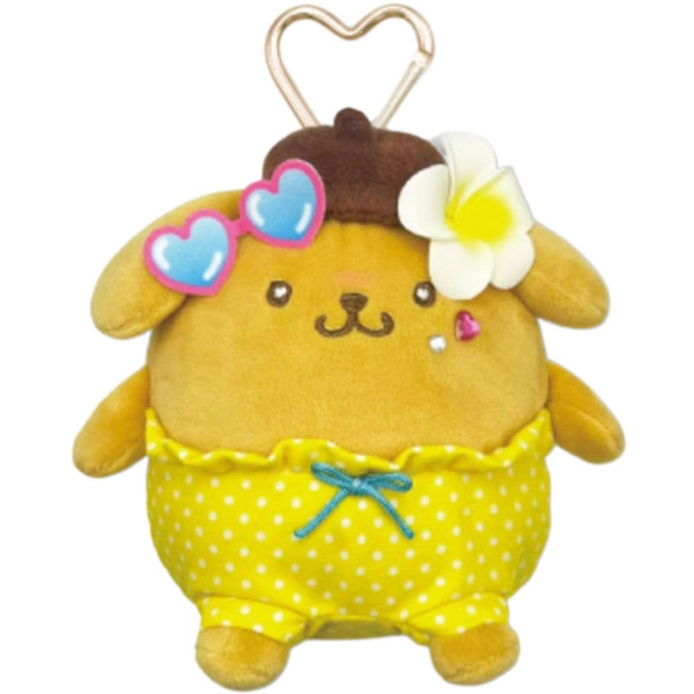 Hatayama Shoji Sanrio Mascot Pouch Gal 4 Pompompurin Mini Pouch with Ball Small Item Plush Pouch with Cute Character Bag 13cm In 63203959 Chain, Case,