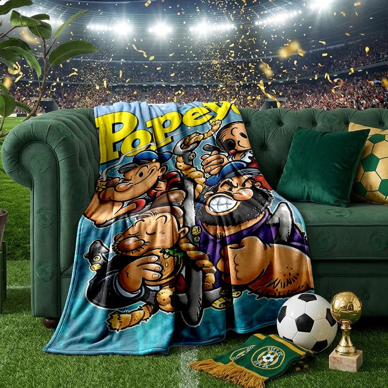 Popeye's Strength Displayed Throws Blanket Flannel Blankets Plush for Couch Bed Gifts for Men Women Travel Picnic Blanket Christmas Fan Gifts