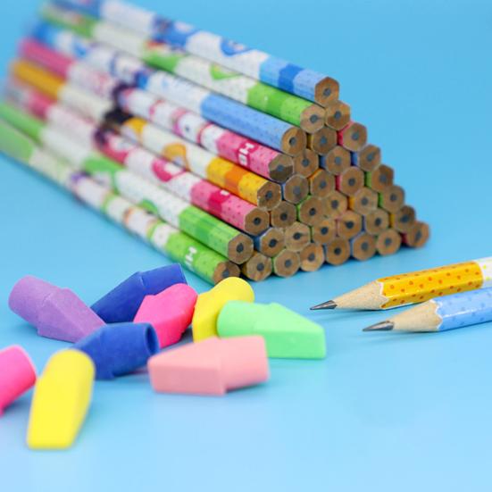 150Pcs Durable Bright Color Widely Used Labor-saving Pencil Erasers Topper Hat Sketching Tool School Supplies Top Eraser