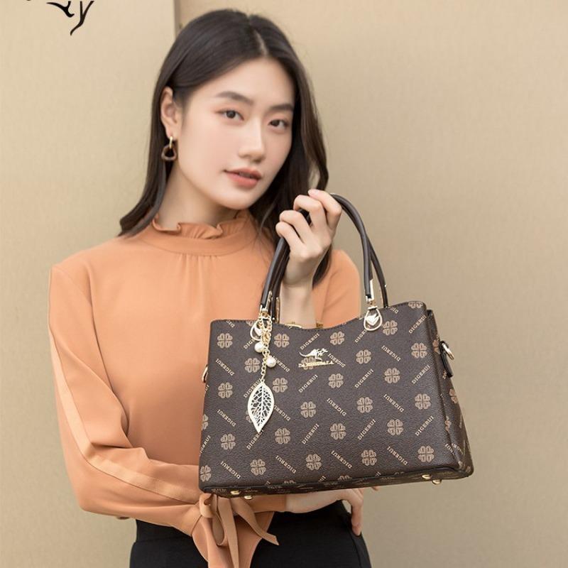 Tote bag women's new fashion printed presbyopia women's shoulder portable oblique span women's bag medium and old mother bag