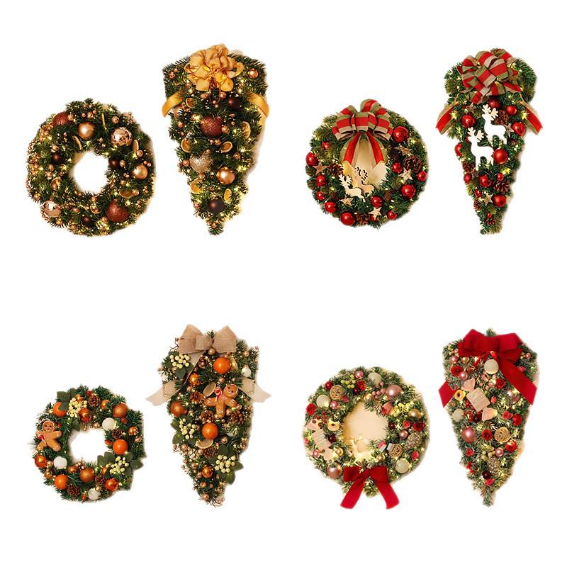 Décoration de Noël en rotin: Couronne, Guirlande, Ornements d'Arbre et Décorations de Porte