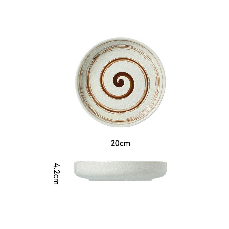 Japanese Retro Ceramic Tableware Rice Plate Restaurant Hotel Steak Plate Western Plate Household Deep Plate Soup Plate