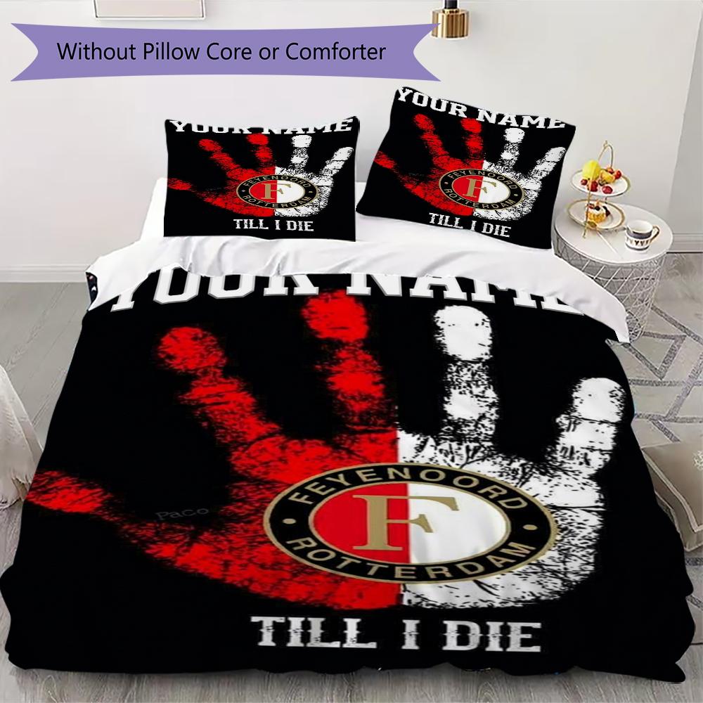Custom Name Feyenoord Bedding,Quilt Set Quilt Cover Pillowcase Home Birthday Gift(1 * Duvet Cover + 2 * Pillowcase, Without Core)_xia