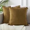 Pompom Velvet Cushion Cover Decorative Throw Cushion Covers Home Decor for Sofa Bedroom Pillowcase Pink Beige Pillow