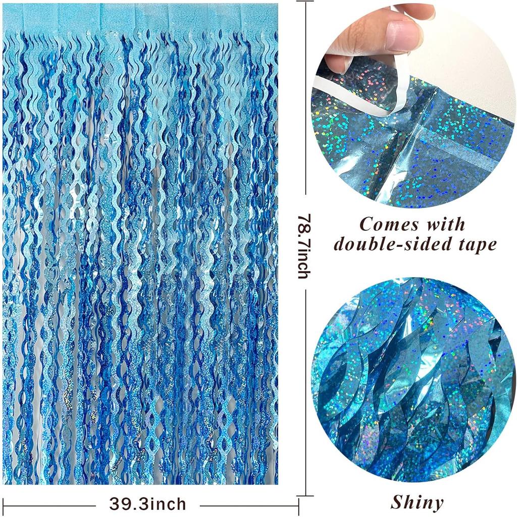 Blue Streamers Party Decorations Blue Fringe Backdrop Blue Birthday Decoration Frozen Birthday Party Decorations Ocean DIY Party