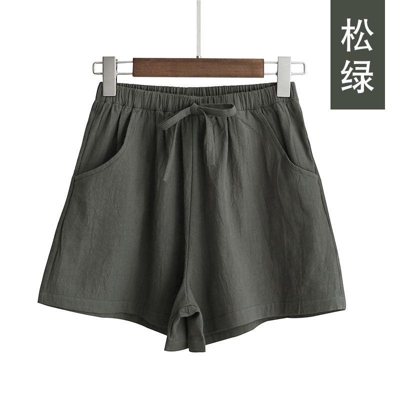 Spring and Summer New Cotton and Linen Shorts Women's Outer Wear Thin A- Shown Wide Leg High Waist Slimming Plus Size Loose Casual Shorts for Women