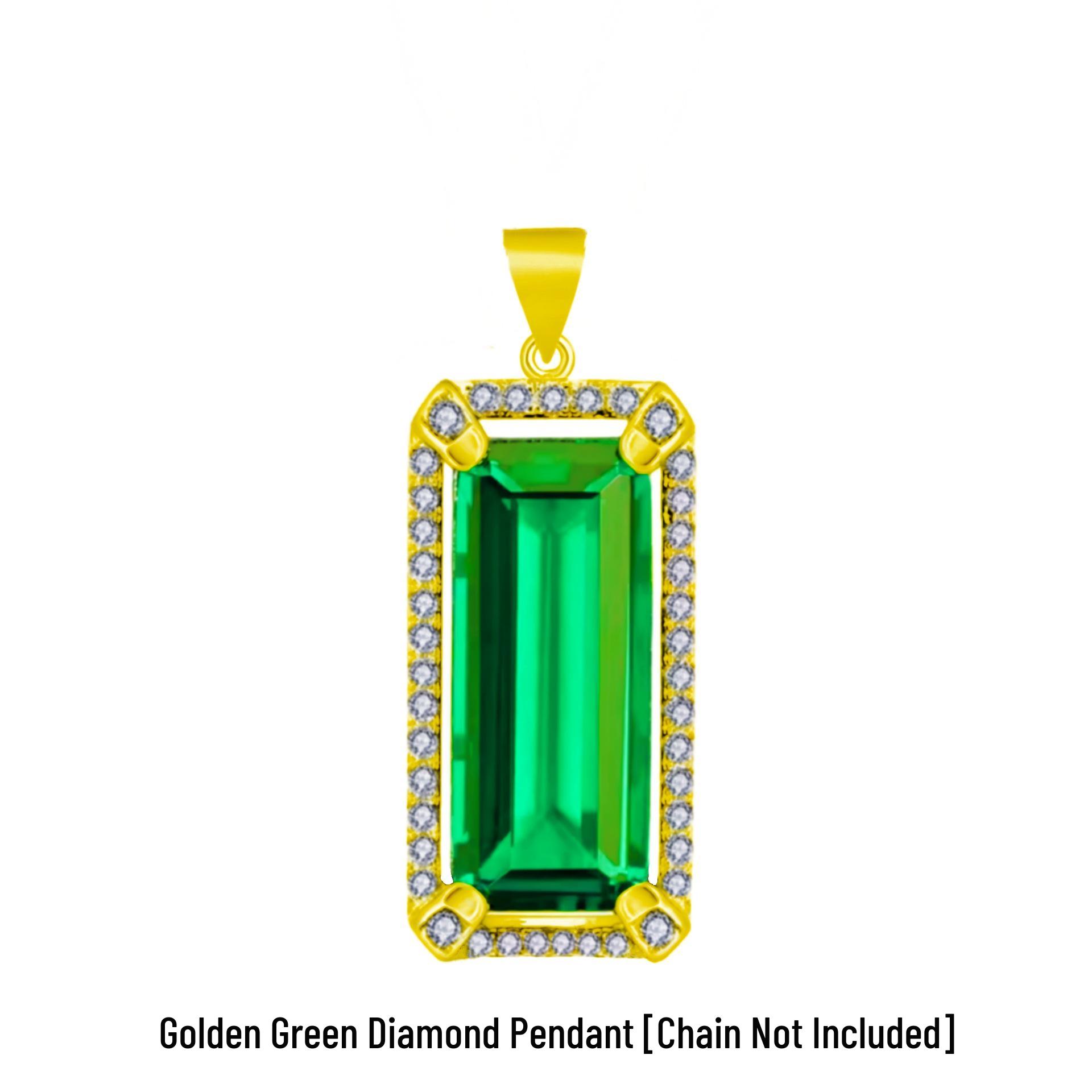 

Korean Emerald & Green Tourmaline Pendant, 18K Platinum-Plated Necklace