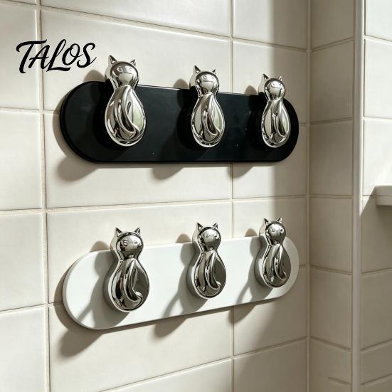 Cat-Shaped Wall Hooks, No Drilling Strong Bearing Capacity Hooks, Three-hook Combination Rack for Keys Bags Accessories