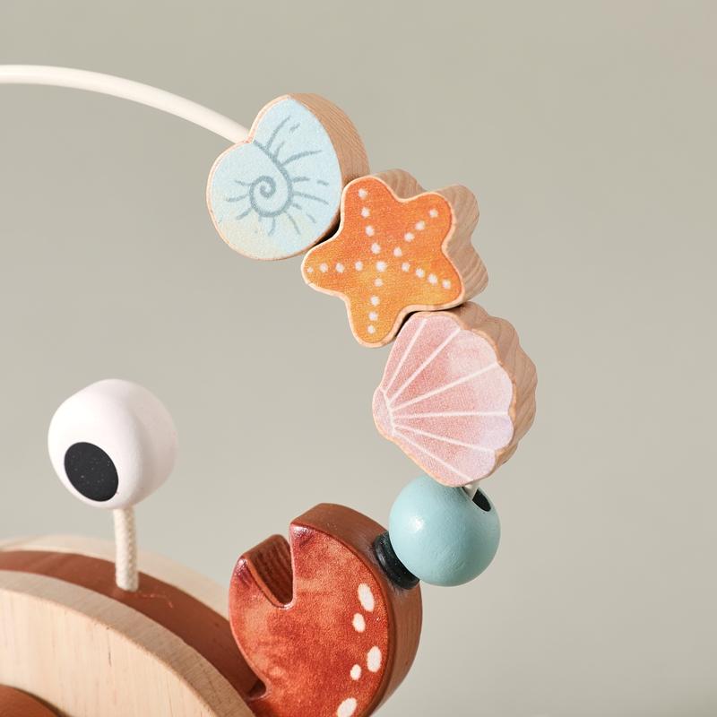 Baby Toy Wooden Cartoon Crab Rattle Hand-pushed Wooden Cars Children's Toy  Finger Fine Motion Car Educational Toy for Children
