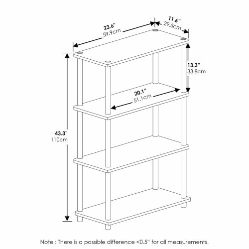 Furinno Turn-N-Tube Open Shelving Unit, Multipurpose Display Rack, 4 Tiers, 59.9(W) X 29.7(D) X 109.9(H)cm, Color: Dark Walnut [Officially Imported Fr