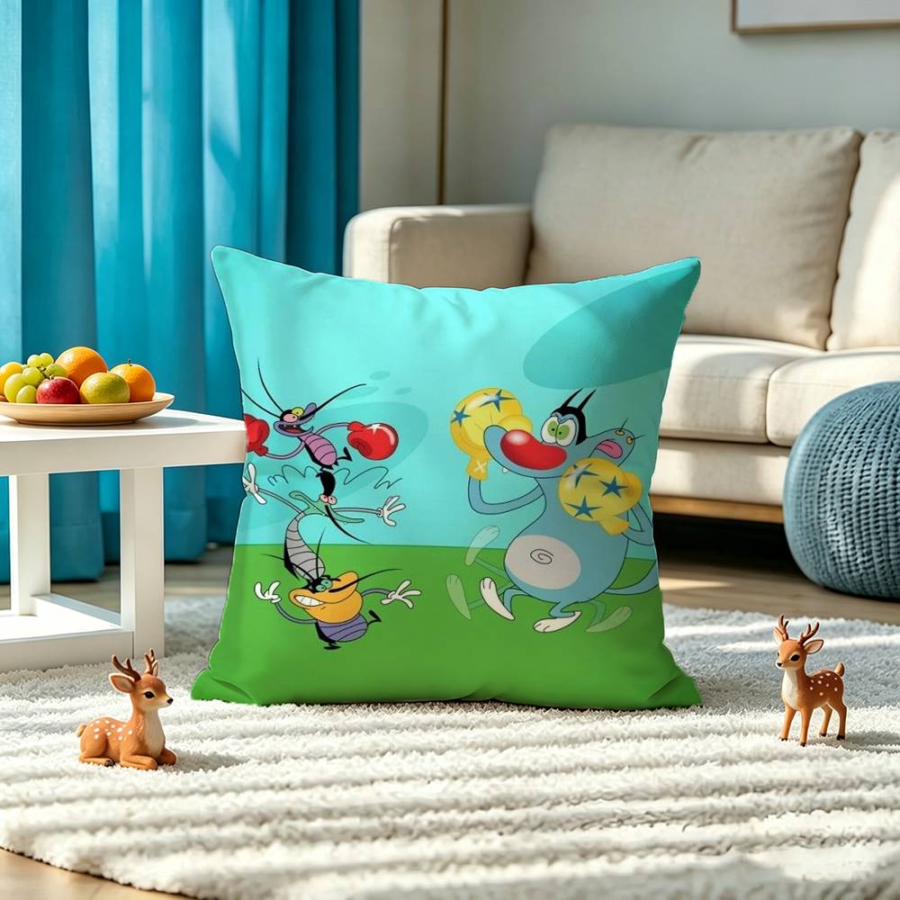 O-Oggy and the C-Cockroaches Square Double-Sided printed Pillow Case Bedroom Bedside Pillow Sofa Cushion Cover