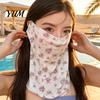 Lightweight Summer Face Mask Women Neck Sun Protection Mask, Cotton Dot Print UV Outdoor Cycling Cover, Foldable Gaiter Scarf for Driving Camping