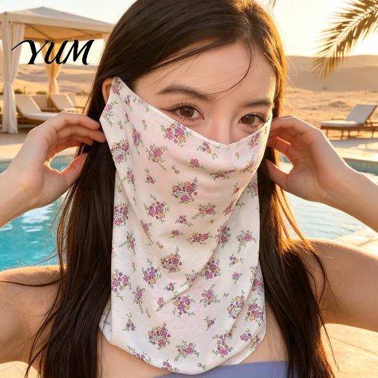 Lightweight Summer Face Mask Women Neck Sun Protection Mask, Cotton Dot Print UV Outdoor Cycling Cover, Foldable Gaiter Scarf for Driving Camping