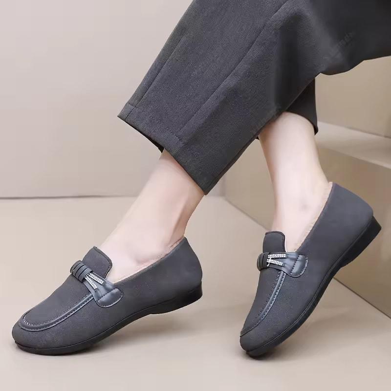 Women Winter Casual Shoes New Soft Flat Non-slip Loafers Fashion Comfort Warm Plush Slip On Female Cotton Shoes