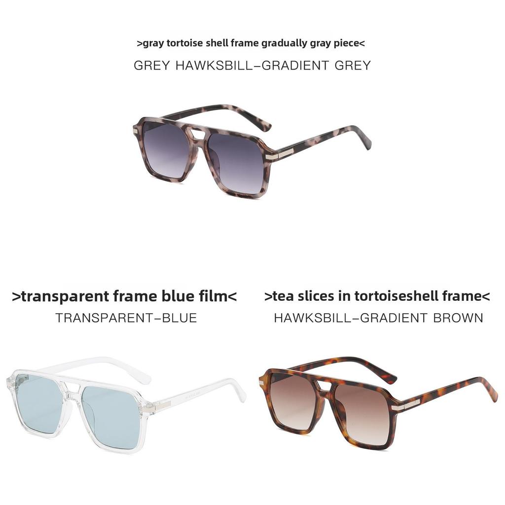 Uv400 Retro Double Bar Square Sunglasses With Gray Lenses For Outdoor Sports
