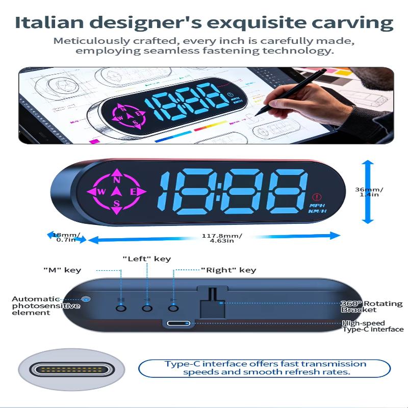 G29 GPS Head Up Display Real Time Speed Warning Compass Function Portable Auto Accessory for Travel Drivers