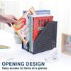 Collapsible Magazine File Holder with 2 Vertical Compartments Foldable Binder Holder for Desk Binder Storage Organizer Plastic Magazine Holders for