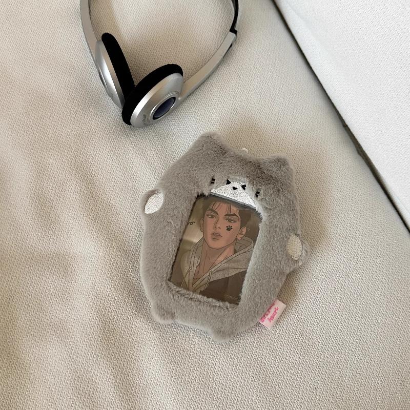Original Cat Plush Photo Frame for 3 Inch Kpop Anime Card Holder Kitten Ins Polaroid Sleeves Photo Protective Cover Bag Keychain