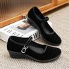 Fashion Hand Sewn Women Shoes Fashionable Velvet Elegant Ballet Flat Shoes  Girls Comfortable Black Casual Buckle Strap Canvas Loafers