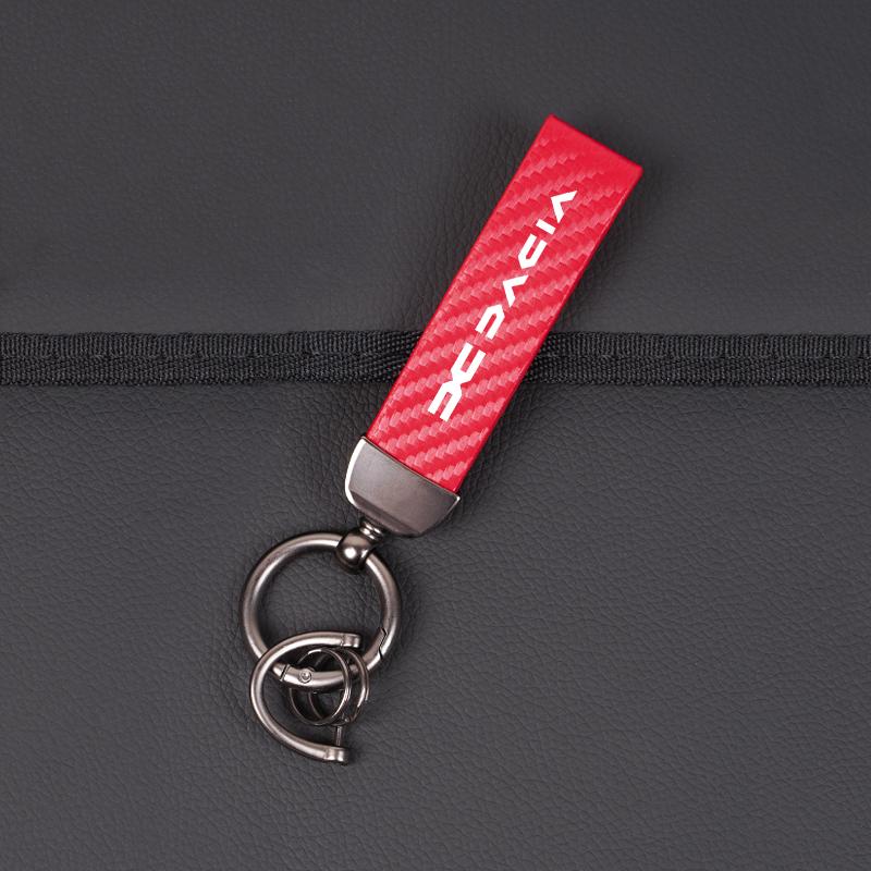 Carbon Fiber Leather Keyrings Car Keychain Accessories For Dacia Duster Logan Sandero Stepway Dokker Lodgy MCV 2019 Spring