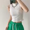 YPFF Trendy Sleeveless Women's Crop Top: Hot Girl European & American Style, Slim Fit, Solid Color, Front Spliced Design