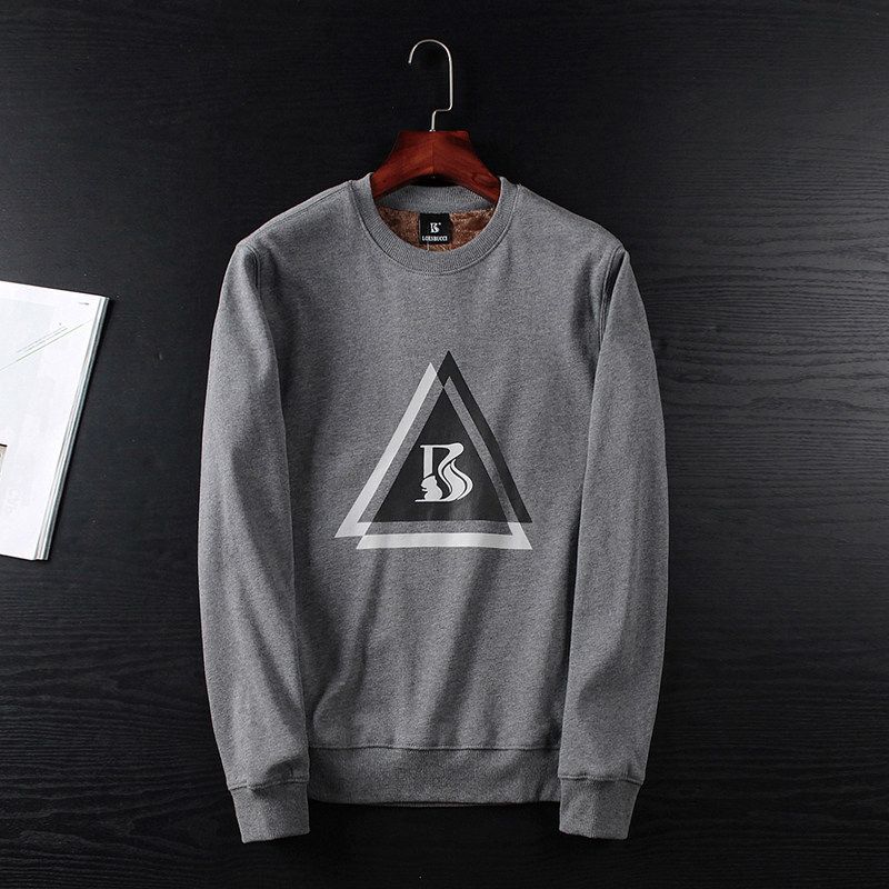 Foreign Trade Tail Order Winter Cut-off Non-Inverted Velvet Sports Sweater Gray M