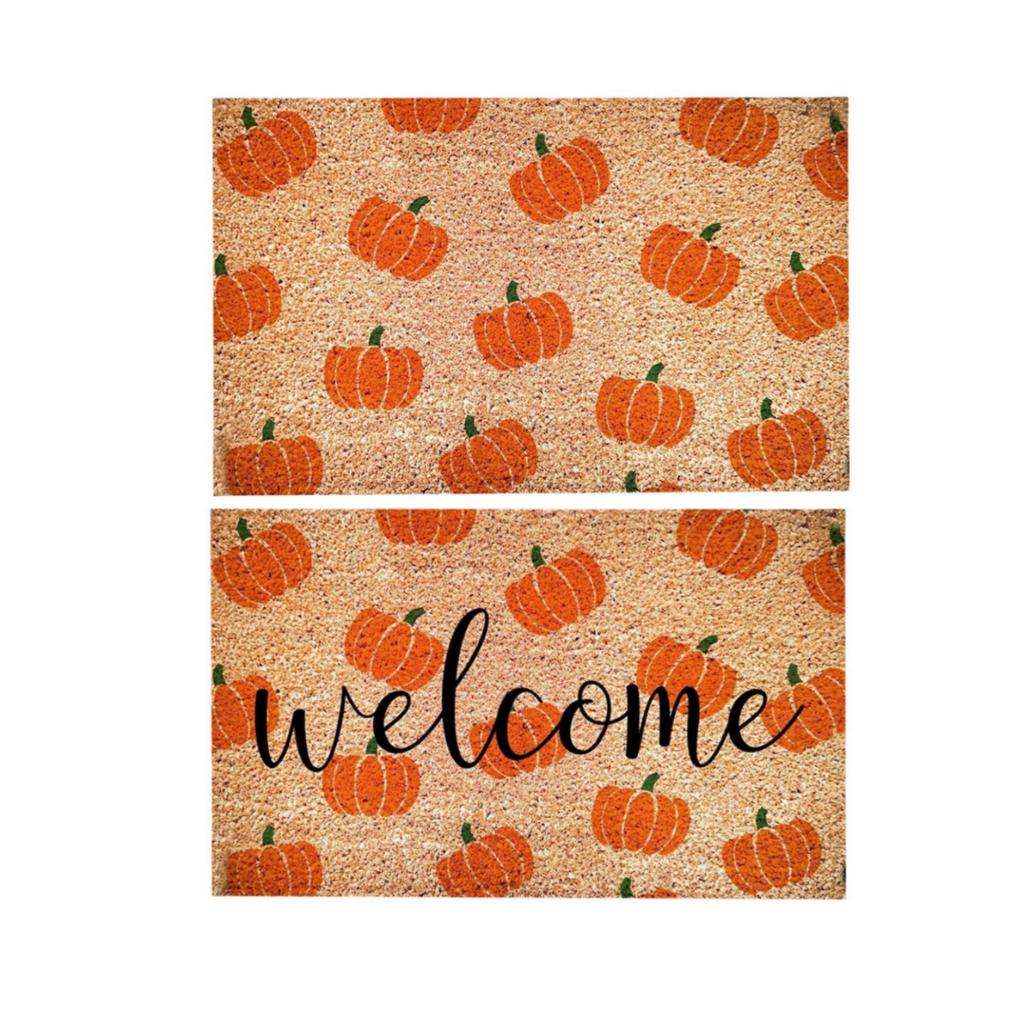 Fall Door Mat,Pumpkin Welcome Doormats Natural Coir Mats Non Front Door Rugs For Thanksgiving Decorative Entrance Porch Outdoors