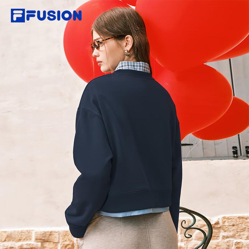 FILA FUSION Women's Faux Two-Piece Short Pullover Sweatshirt