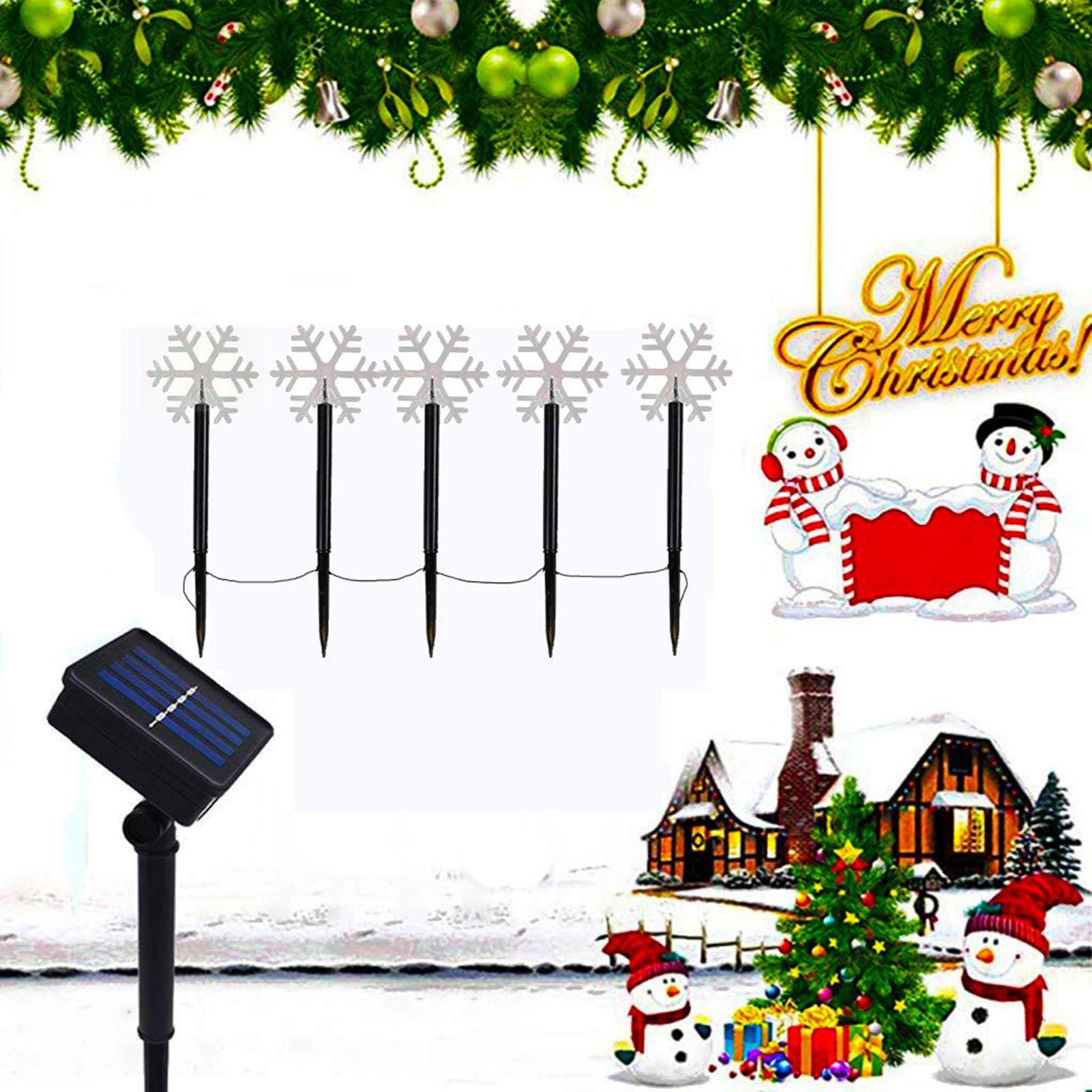 Factory direct   Explosive Solar LED Five pointed Star Christmas Tree Snowflake Garden Outdoor Holiday Light Five