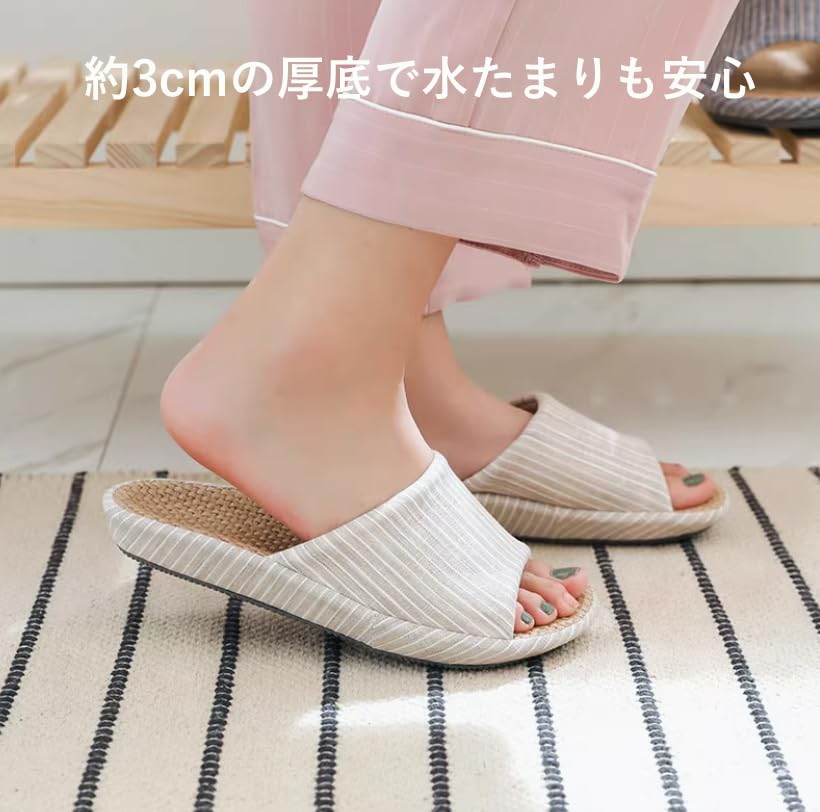 Hato Linen Room Slippers for Men and Japanese Solid Indoor Thick Cushioned Japanese Design Weight Japanese Shoe Women, Style, Color, Spring/Summer