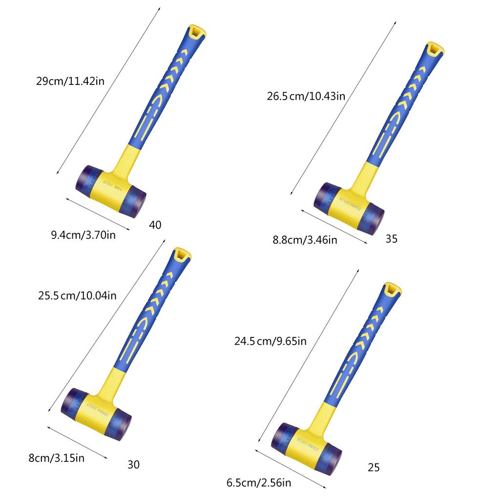 Rubber Hammer Double Face Glazing Window Nylon Hammer Integrated with Round Head Nonslip Handle Hand Tool Accessories