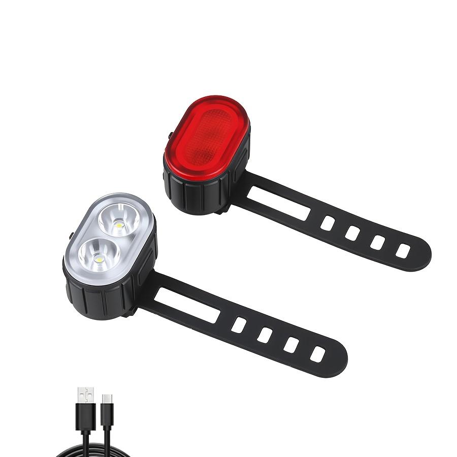 2PCS USB Rechargeable LED Bicycle Front Headlight Rear Tail Safety Light Kits Set 2pcs kit