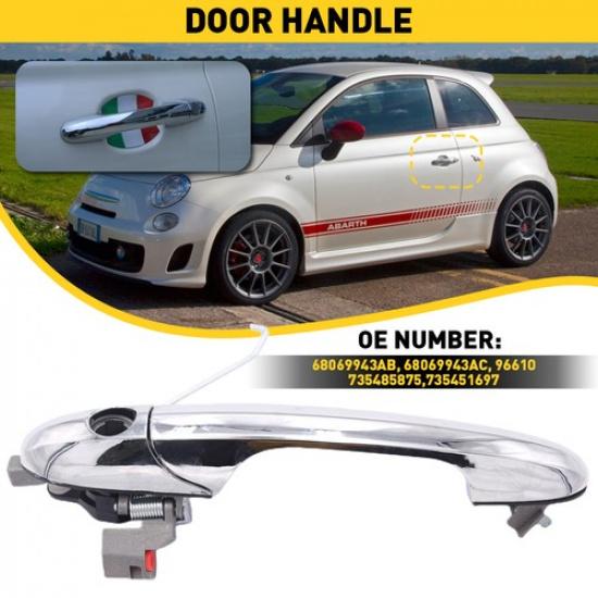 Front Exterior Outside Chrome Door Handle LH Driver Side for Fiat 500 68069943AB