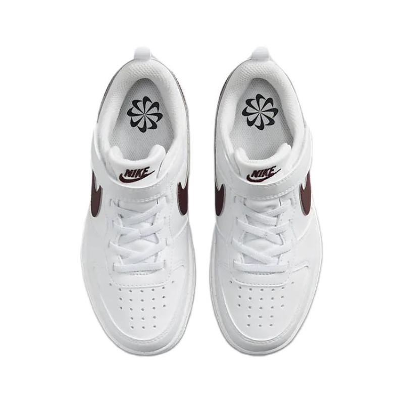 Nike Court Borough Anti Slip Wear Resistant Low Top Kids' Skateboarding Shoes White Children Aged 3 7 Years Old Sneakers DV5457-112