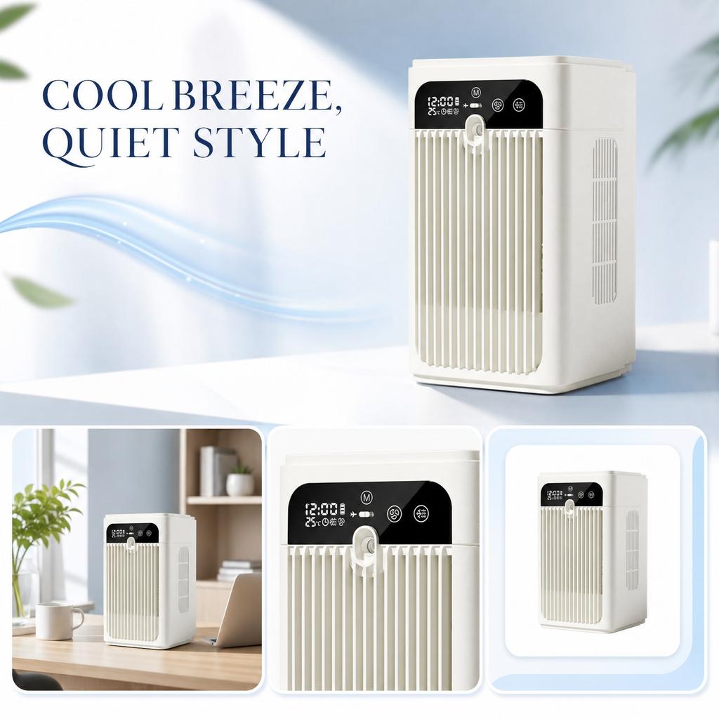 Desktop Fan with Humidifier - Portable Personal Cooler, Small Desk Fan for Kitchen, Dorm, , Bedroom