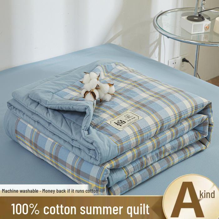 Class A Xinjiang Cotton Summer Quilt - Water-Washed, MUJI Style, Air Conditioning Thin Quilt, Machine Washable, Dormitory-Ready.