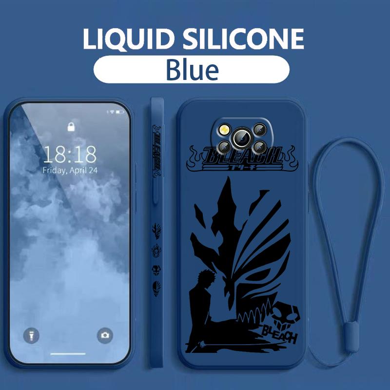 Anime BLEACH Kurosaki Ichigo For Xiaomi Poco Phone Case For X4 X3 F4 F3 NFC M5 M4 M3 GT S Pro 4G 5G Liquid Left Rope Cover