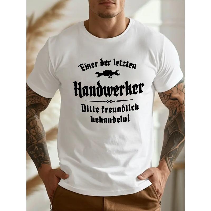 

Мужская футболка большого размера с забавным немецким мятым дизайном, новый летний стиль, круглый вырез, свободный крой, оверсайз S белый