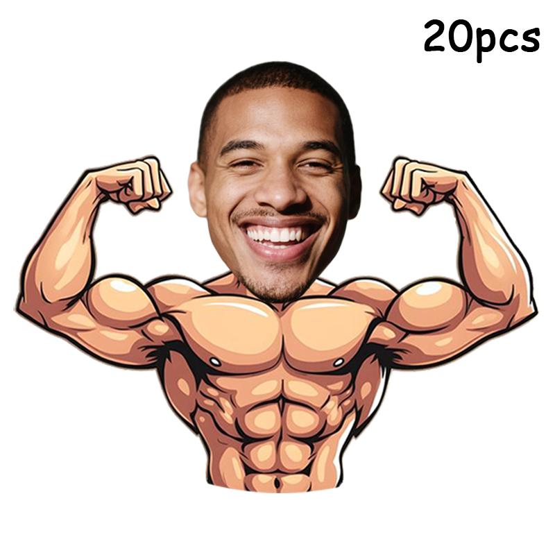 

20pcs Customized Sticker Muscle Man Various Poses Half body Pattern Stickers Suitable Kids Adult Birthday Party Stickers Decor 5CM